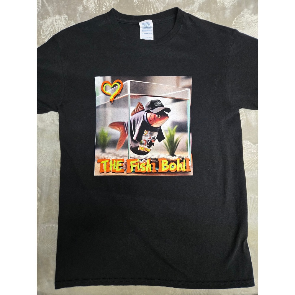 Delta Magnum Weight The Fish Bohl Graphic T-Shirt Black Small Streetwear Tee